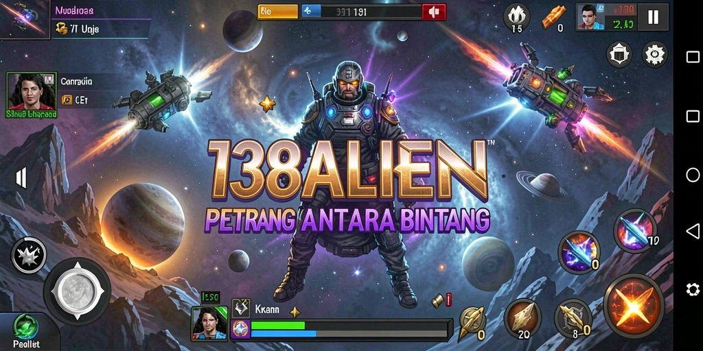 Tampilan gameplay seru dalam 138ALIEN saat berperang melawan alien.