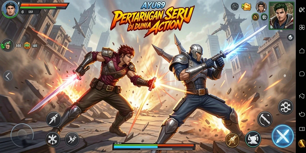 Tampilan menegangkan dari gameplay AYU89 dengan aksi pertarungan yang cepat.