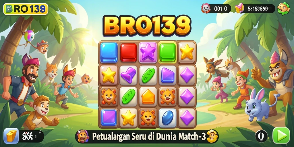 Tangkapan layar BRO138 menunjukkan gameplay menarik yang penuh warna dalam genre Match-3.