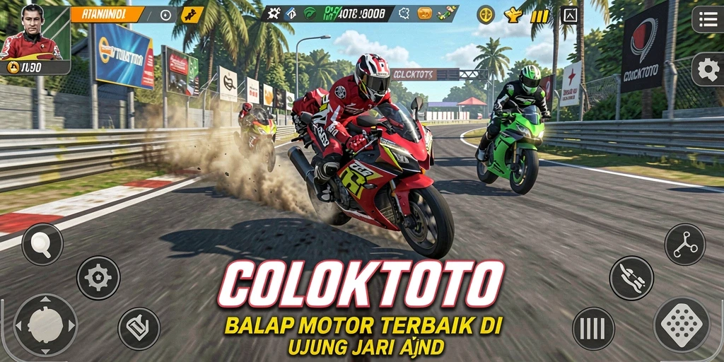 Tampilan seru dari gameplay balap motor COLOKTOTO.