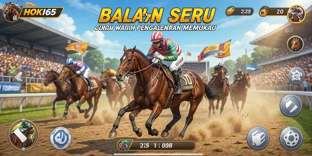Screenshot dari gameplay HOKI65 yang penuh aksi balapan.