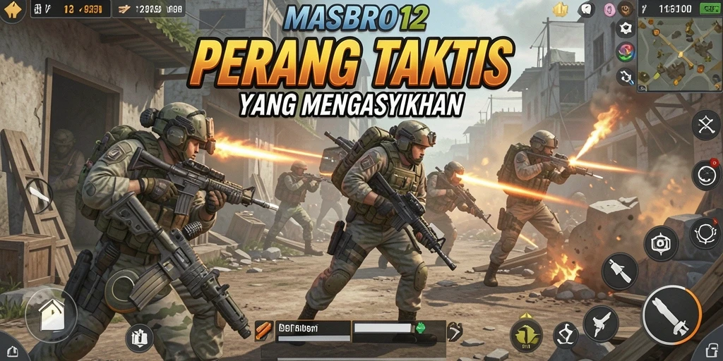 Tampilan gameplay intens dalam MASBRO12, ajak teman untuk berperang.