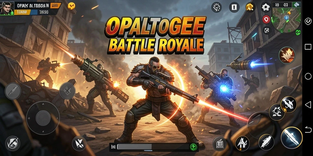 Screenshot utama OPALTOGEL menunjukkan aksi mendebarkan dalam Battle Royale.
