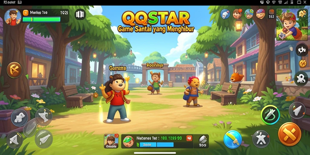 Tangkapan layar gameplay QQSTAR yang penuh warna dan menarik.